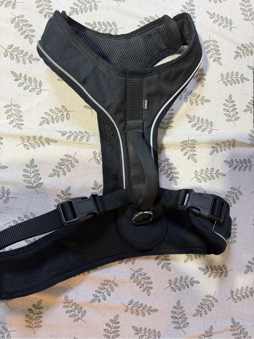 Black No-Pull Padded Dog Harness with Reflective Trim